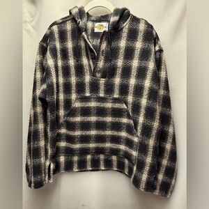 Earth Ragz Men's Vintage 90's Flannel Pullover Hoodie Jacket Size Medium